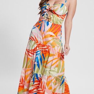 Guess Vibrant Leaf Print Maxi Dress